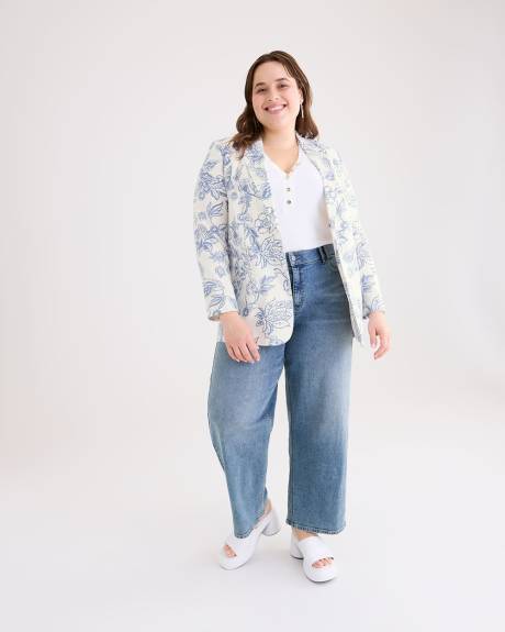 Printed Linen Blend Blazer