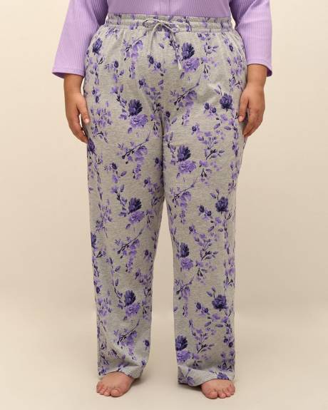 Pantalon de pyjama en tricot chiné fleuri - ti Voglio