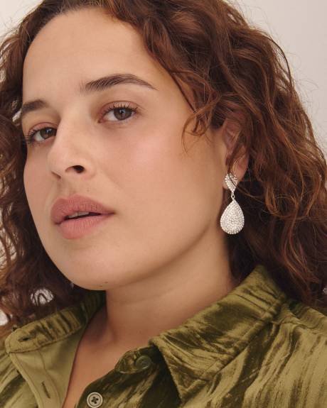 Rhinestone Tear Drop Shape Earrings