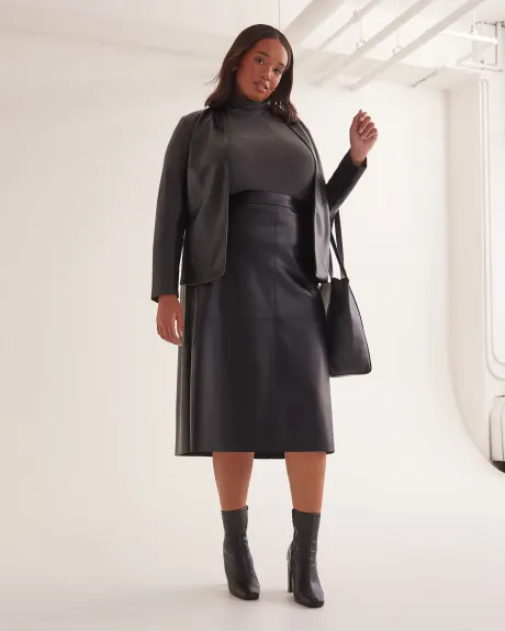 Veston noir en faux cuir avec bandes extensibles | Penningtons