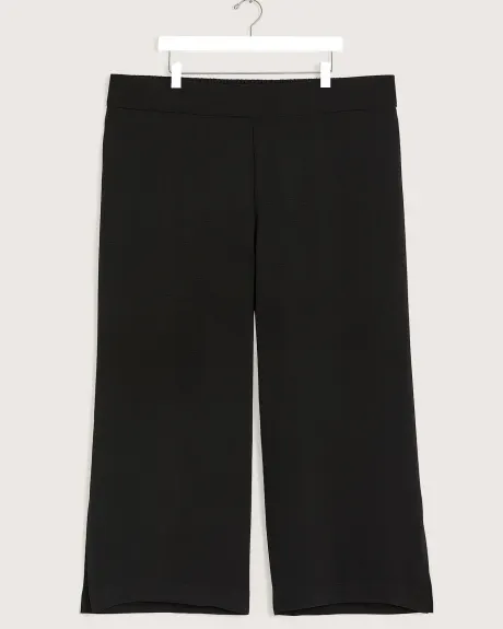 Black Cropped Pull-On Wide-Leg Pant