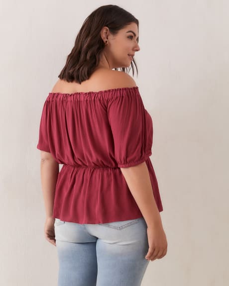 Off-Shoulder Blouse With Buttons - In Every Story