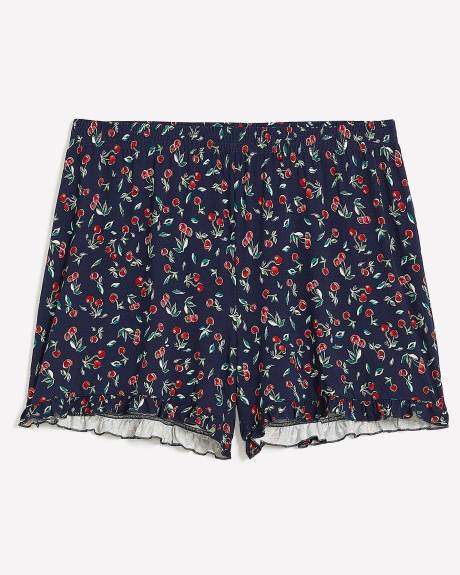 Short boxer à motif de fruits avec ourlet à franges, tissu responsable - ti VOGLIO