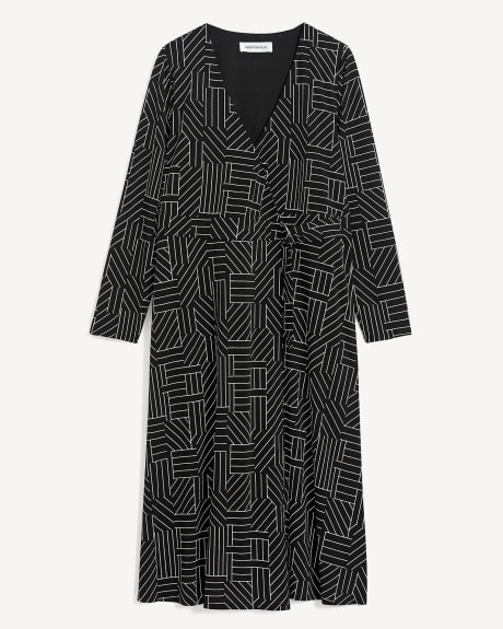 Knit Wrap Printed Dress - Addition Elle