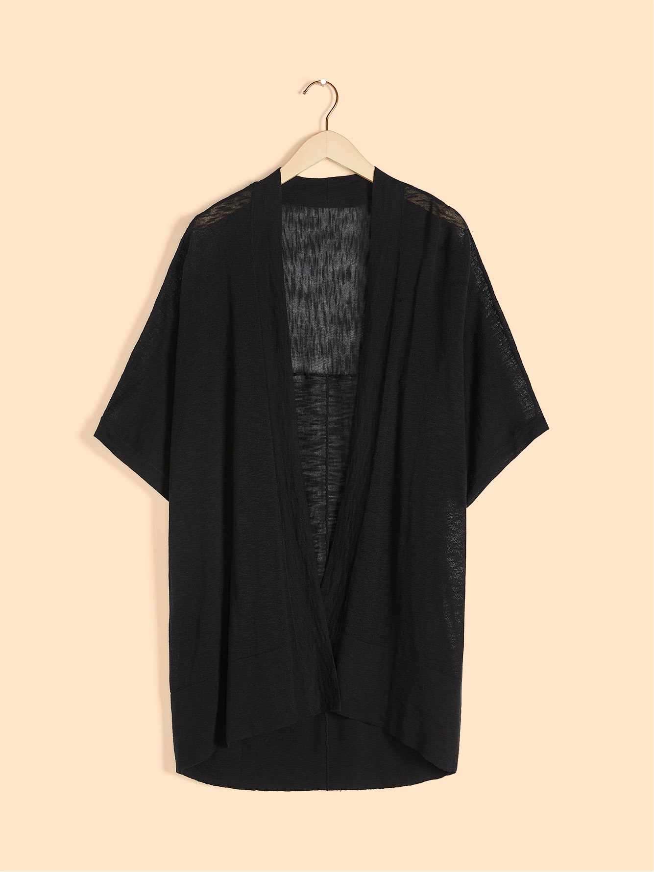 Long Solid Cardigan with Kimono Short Sleeves - In Every Story ...