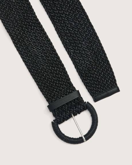 Braided Straw Belt with Self-Sovered Buckle