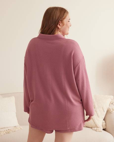 Long Waffle Knit Pyjama Shirt - ti Voglio