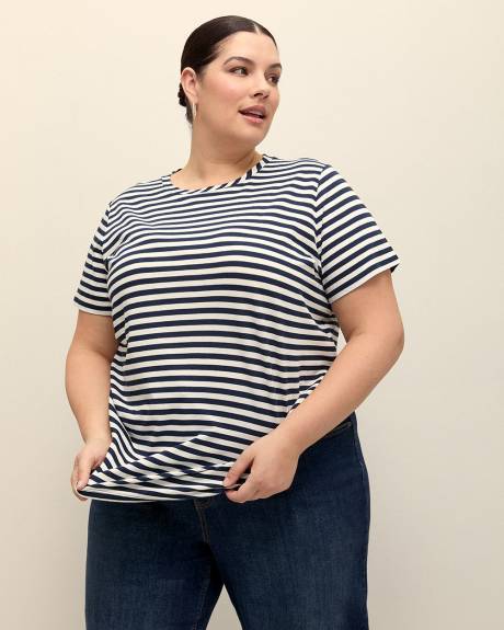 T-shirt bleu rayé, coupe boyfriend - Essentiels PENN.