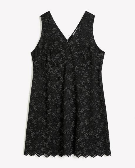 Black Lace Sleeveless V-Neck Dress - Addition Elle