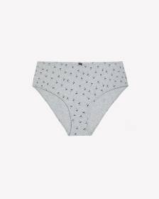 High-Cut Heather Grey Cotton Brief with Bow Print - ti Voglio