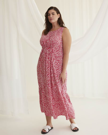 Responsible, Printed Sleeveless Maxi Dress with Waist Elastic Tunnel
