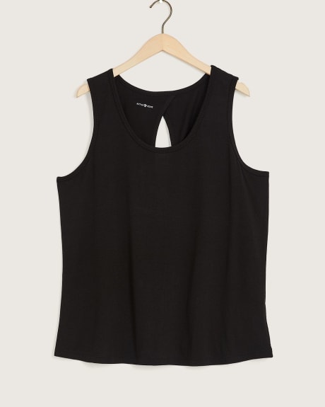 Solid Tank Top with Overlap Keyhole Back Detail - Active Zone