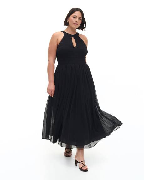 Black Textured Halter Maxi Dress - Addition Elle