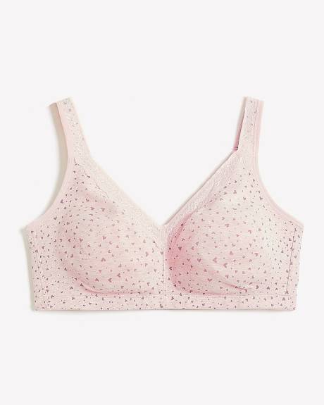 Soutien-gorge en coton chiné à coeurs avec dentelle, sans armatures - ti Voglio