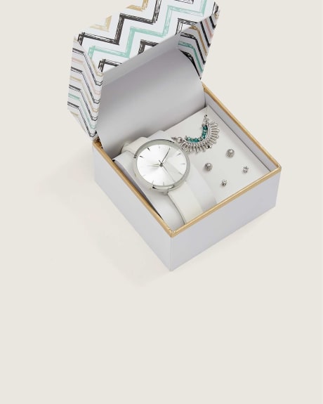 Watch Gift Set, Aqua/Silver - In Every Story