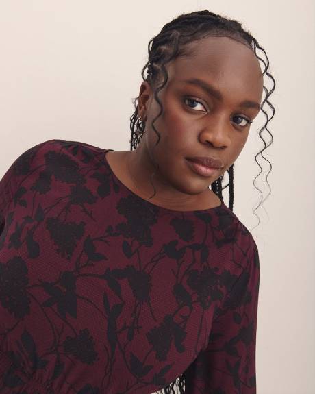 Crewneck Blouse with Smocking Waist - Addition Elle