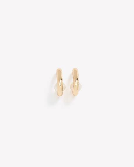 Square Hoop Earring with Pearl