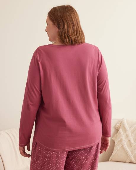 Long-Sleeve Round Henley Neck Pyjama Top - ti Voglio
