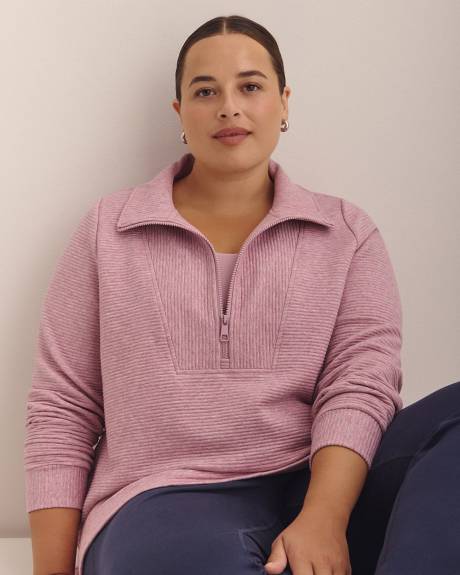 Heather Half-Zip Ottoman Tunic Sweatshirt - Active Zone
