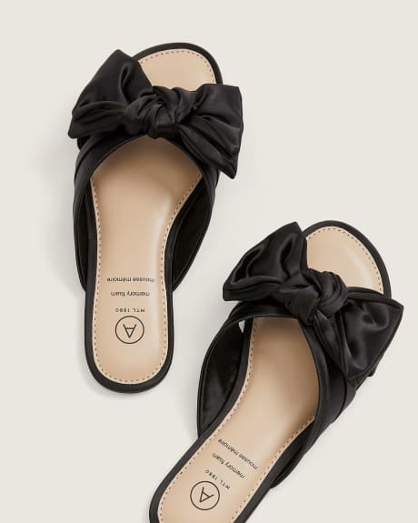 Wide-Fit Open Toe Flat Sandal With Bow - Addition Elle
