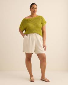 Short en lin m&eacute;lang&eacute; &agrave; enfiler