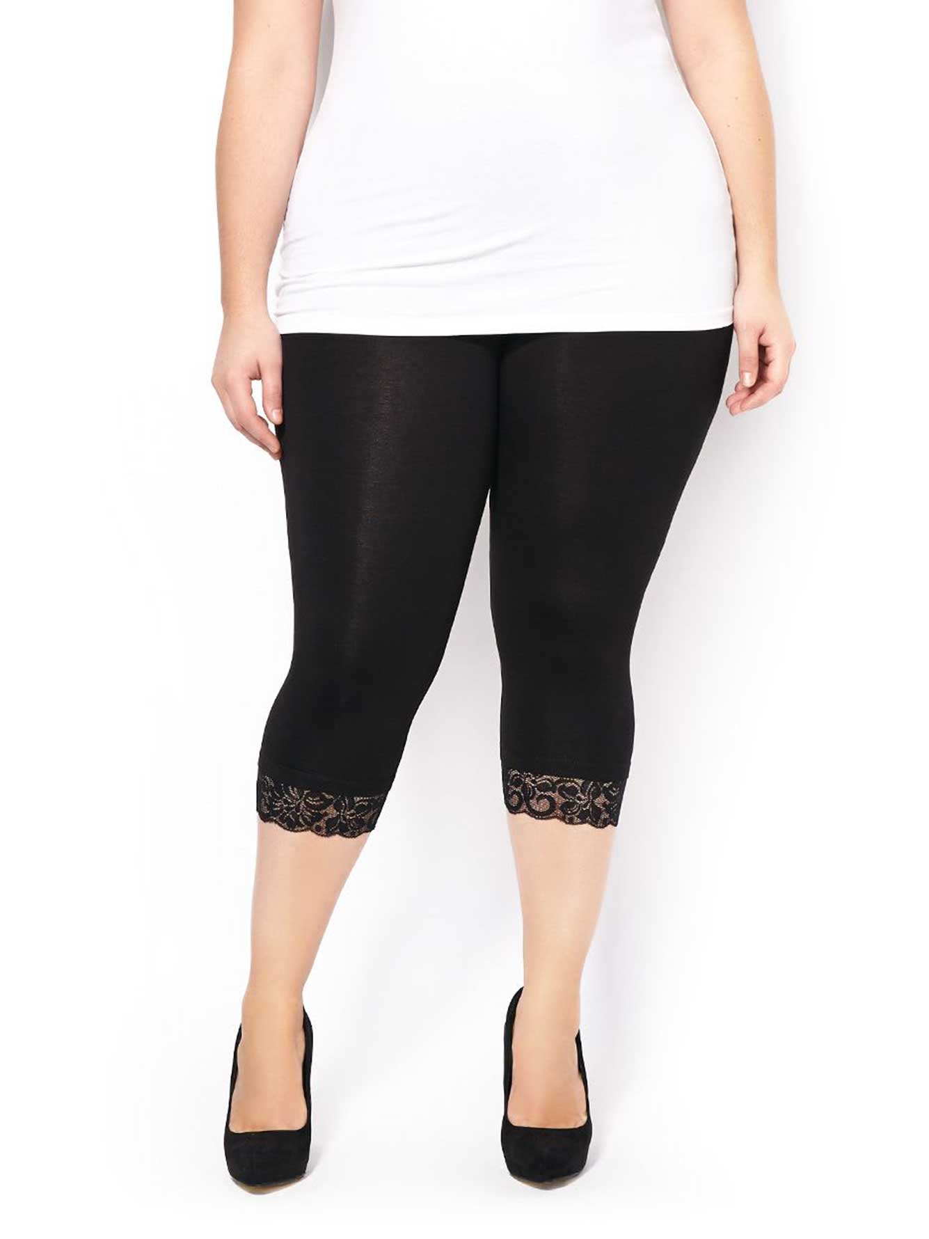 Lace Trimmed Capri Leggings