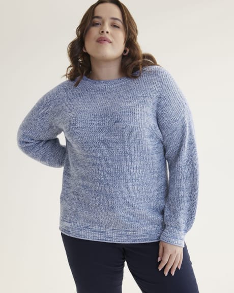 Pull en coton à mailles perlées avec encolure bateau