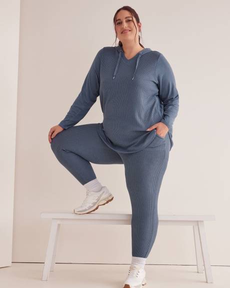 Ribbed Knit Hooded Top - Active Zone