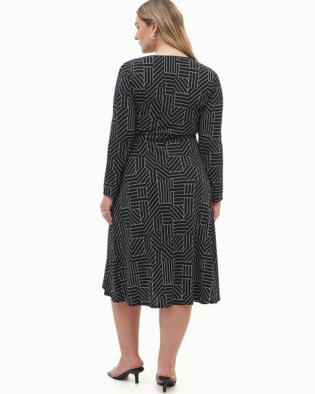 Knit Wrap Printed Dress - Addition Elle