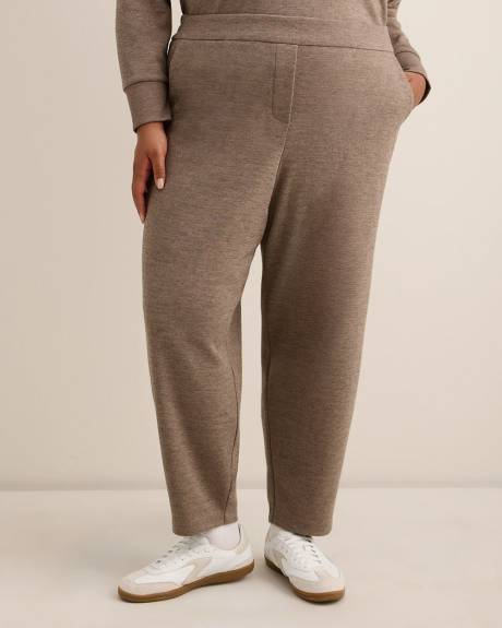 Pull-On Barrel-Leg Knit Pant