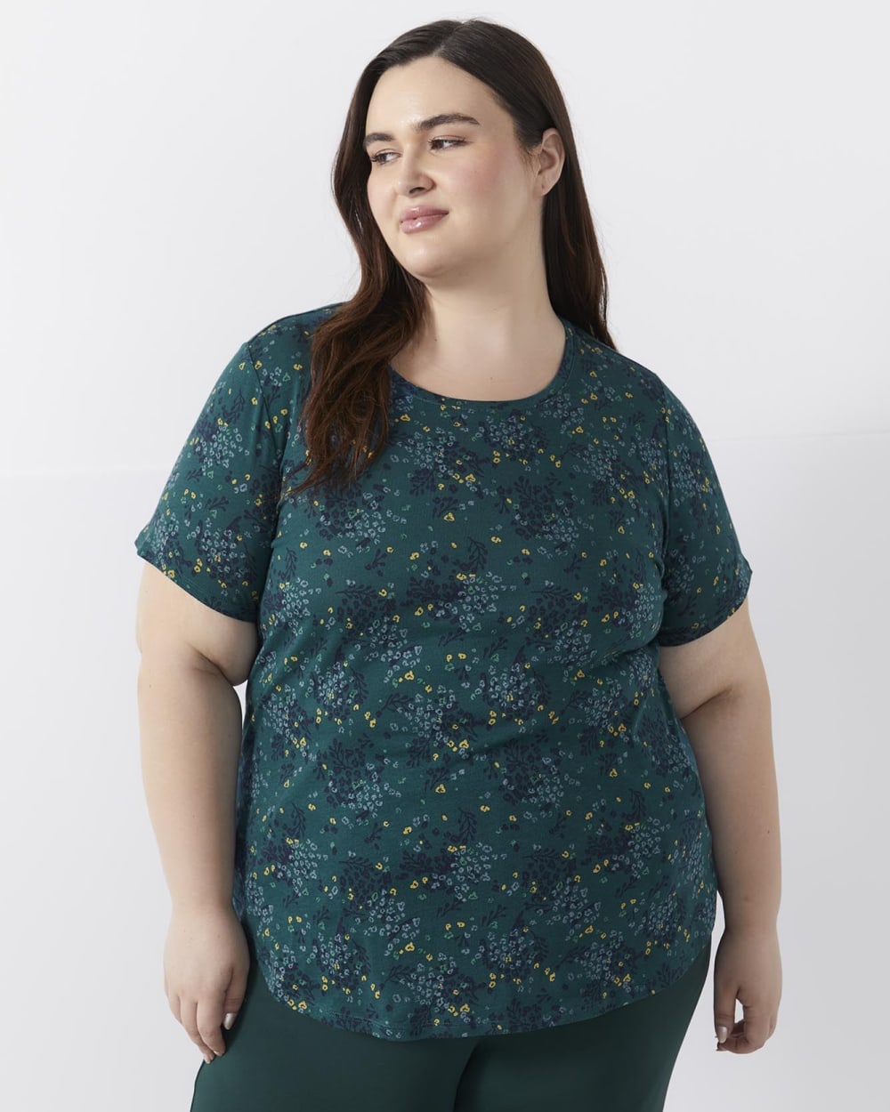 Printed Short-Sleeve Tee with Round Neckline - Active Zone | Penningtons