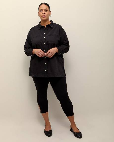 Legging écourté noir avec ouverture à l'ourlet, tissu responsable - Essentiels PENN.