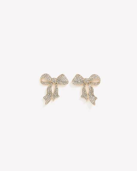 Boucles d'oreilles dorées en forme de boucle serties de strass