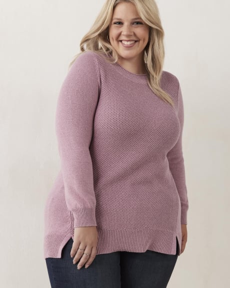 Cotton Sweater with Shaker Stitch