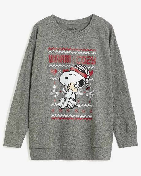 Christmas Sweatshirt with Snoopy Print
