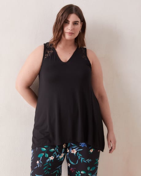 A-Line Tank Top With Scallop Lace Yoke - In Every Story
