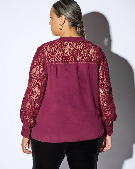 Meredith Shaw x PENN - Long Lace Sleeve Swing Blouse