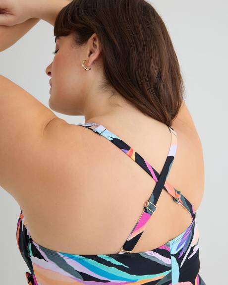 One-Piece Bathing Suit with Wrap and Ruffle Details