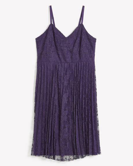 Lace Midi Dress with Pleated Skirt - Addition Elle