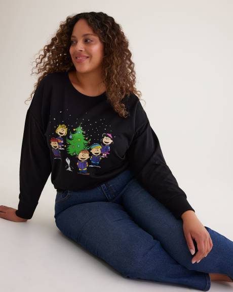 Crewneck Sweatshirt with Christmas Snoopy Print