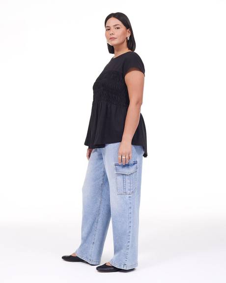 Extended Sleeve Smocked Knit Top - Addition Elle