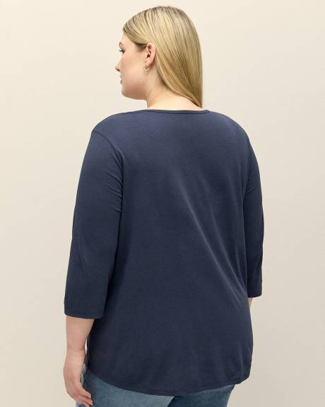 T-shirt à col Henley, coupe girlfriend - Essentiels PENN.