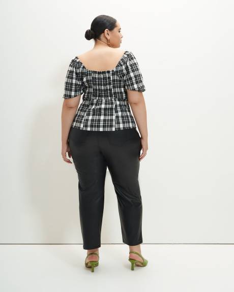 Blouse carreautée avec manches courtes ballons - Addition Elle