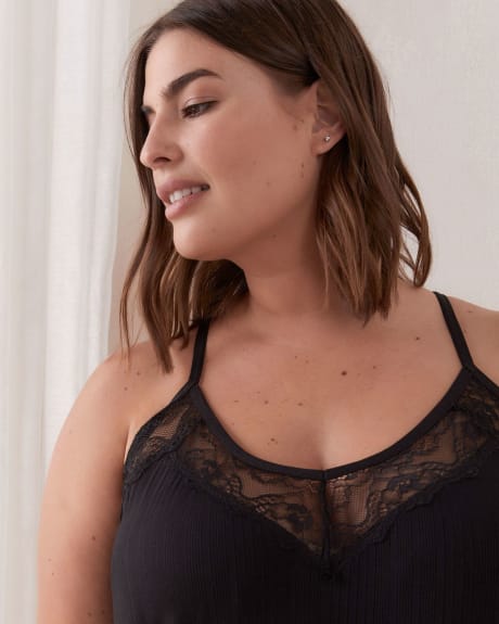 Ribbed Chemise With Lace - ti VOGLIO