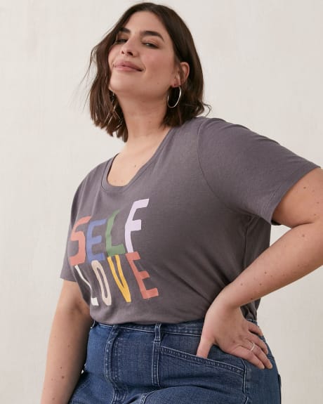 Printed U-Neck Boyfriend Tee