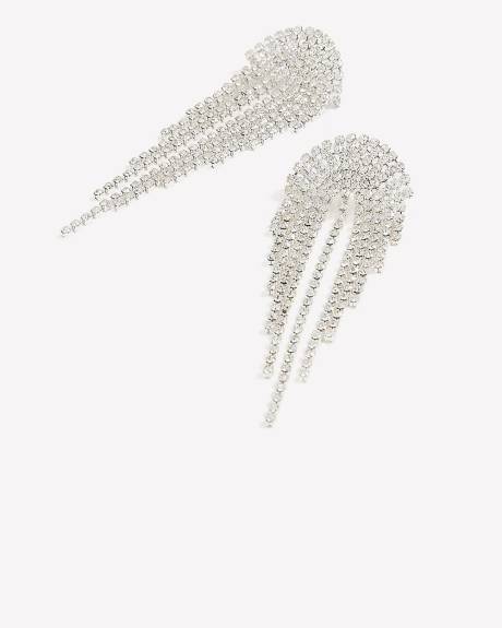 Pendants d'oreilles argentés sertis de strass - Addition Elle