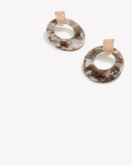 Tortoise Wide Hoop Pendant Earrings
