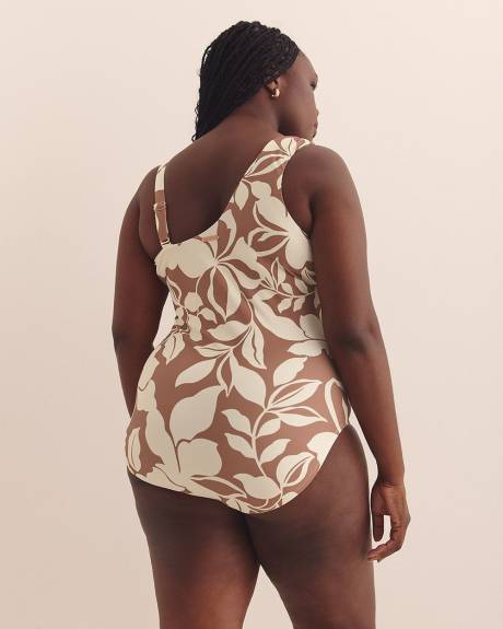 Floral Asymmetrical Asha One-Piece Swimsuit - Raisins Curve