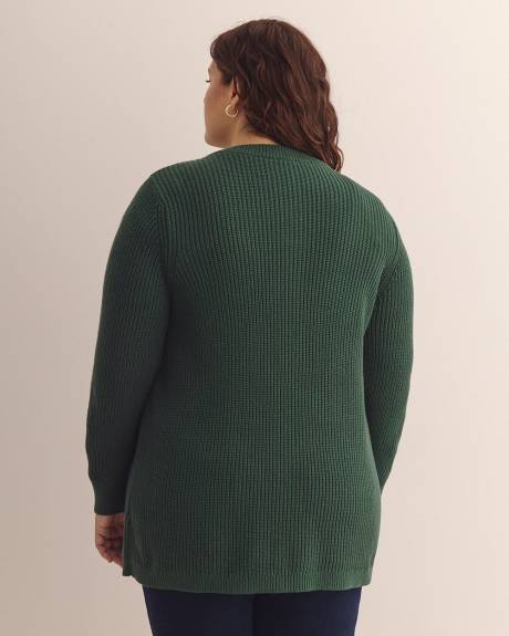 Shaker Stitch Crewneck Tunic Cardigan