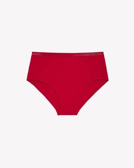 Red Cotton Brief with Striped Elastic - ti Voglio